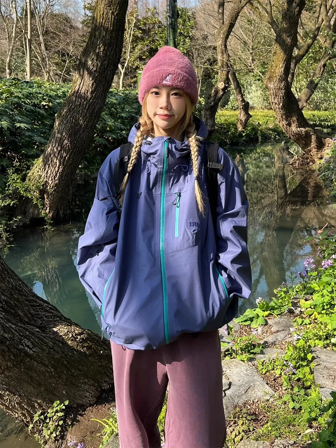 

Outdoor Mountainous Dopane Purple Windproof Waterproof Hiking Jaet Men's Women's Tee-Proof Couple's Autumn Coat