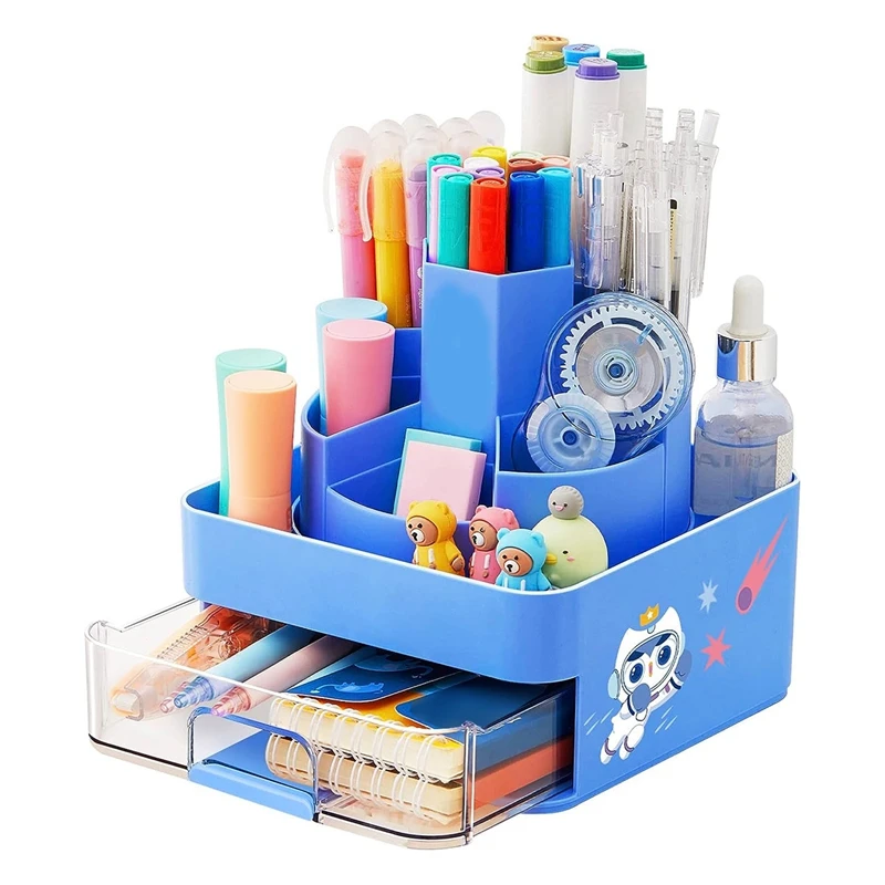 Rotating Pen Pencil Holder Desk-Organiser -Pencil Pots Makeup Brush Holder With 11 Compartments For Home