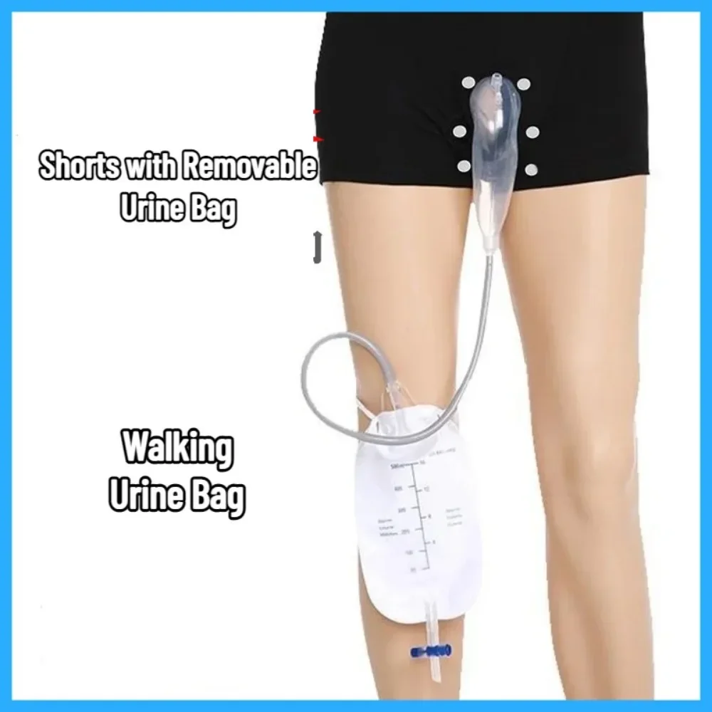 

Removable Shorts Urine Bag Reusable Underwear With Walking Urine Bag Urine Funnel Pee Holder Leak-proof Diaper Bedridden Patient