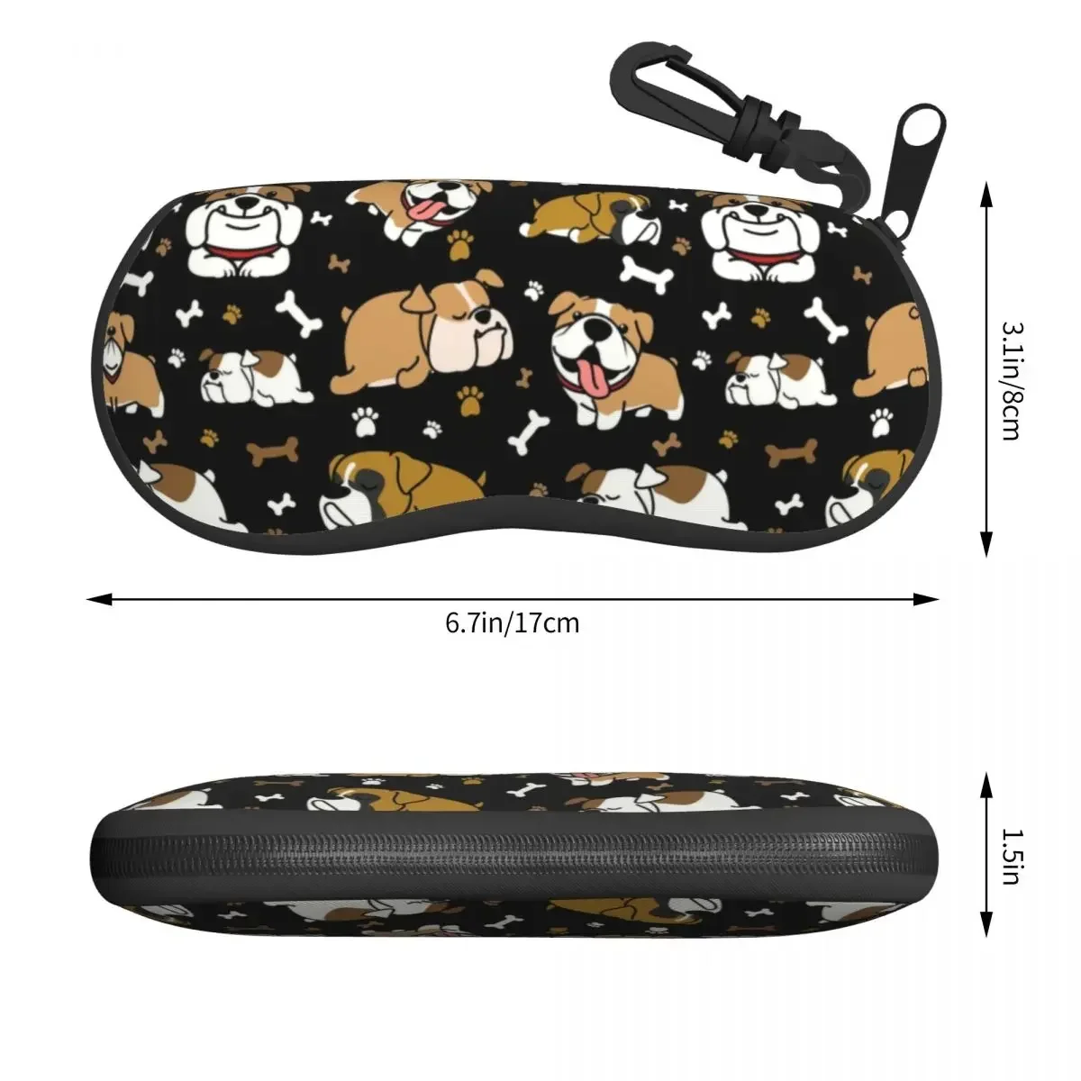 Cute English Bulldog Sunglasses Soft Case Neoprene Zipper British Dogs Shell Eyeglass Case Custom Protective Box For Glasses