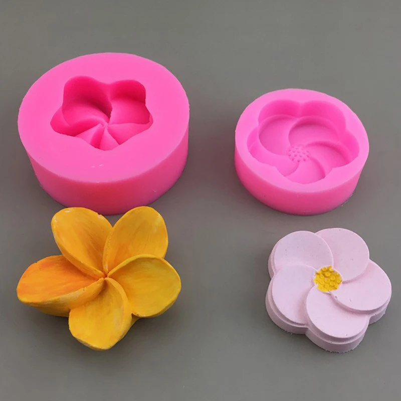 Plumeria Five Petal Flower Silicone Mold DIY Cake Baking Mold Sugarcraft Chocolate Cupcake Fondant Decorating Tools