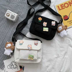 Bolsas de lona crossbody para mulheres, bolsa de aba, kawaii, harajuku, todos os jogos, estudantes, casuais, bolsas femininas, Ulzzang coreano, moda chique diária