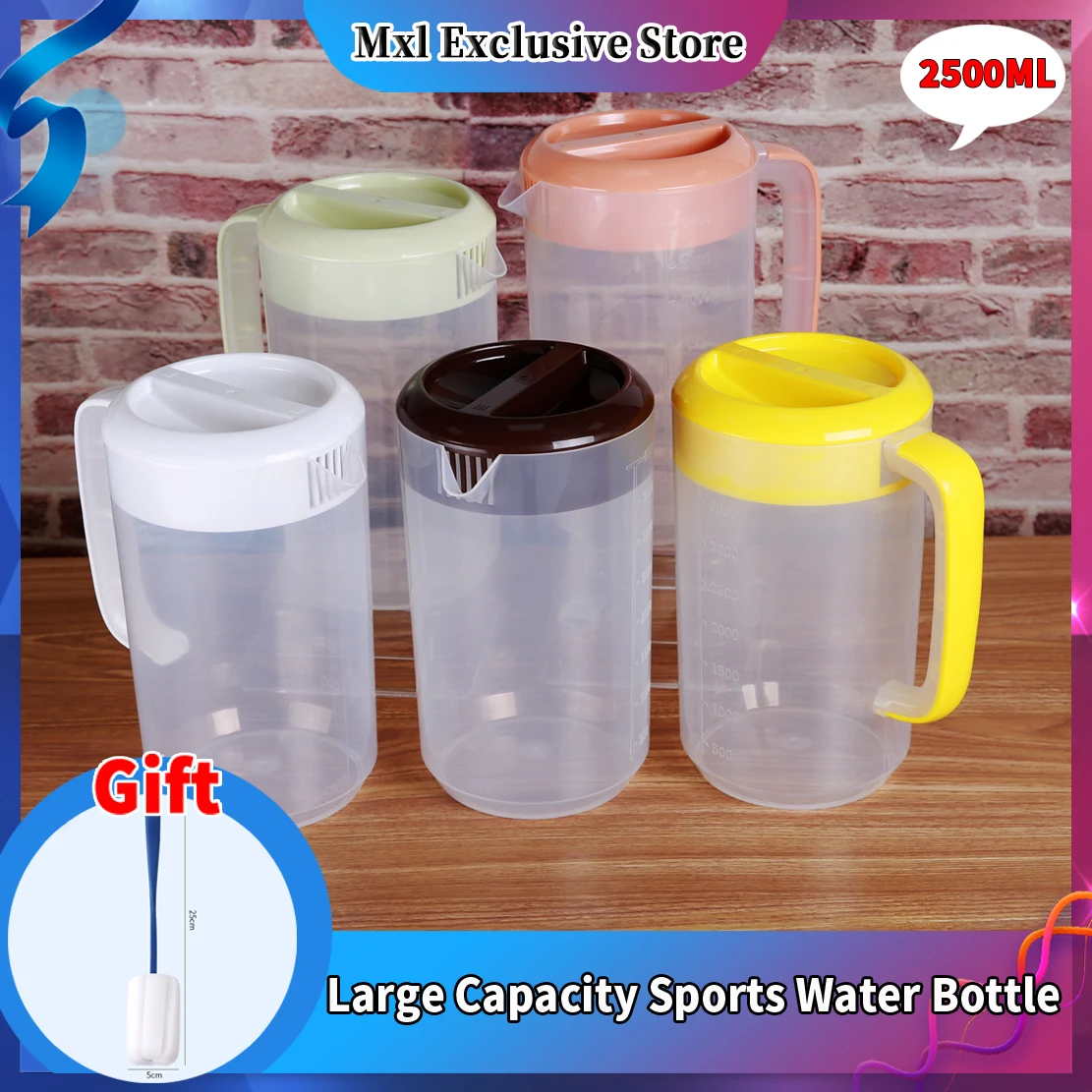 1 Pcs 2.5 L Large Capacity Milk Tea Measuring Cup with Lid and Scale Tea Bucket Food Grade with Lid  water bottle