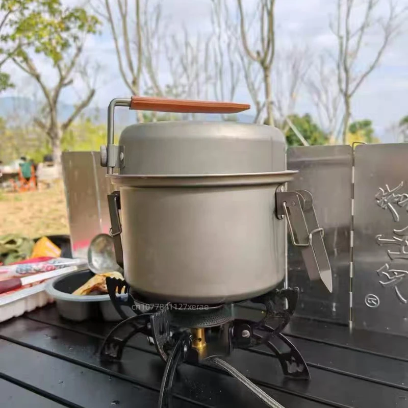 

Outdoor 304 Stainless Steel Multifunctional Steaming and Frying Pot, Camping, Picnicking, Stewing, Rice Cooking Artifact