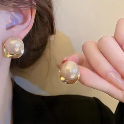 925 Silver Needle Exaggerated Large Pink Pearl Earrings For Women Jewelry 2026 Trending Luxury Fashion Women's Stud Earrings JN9