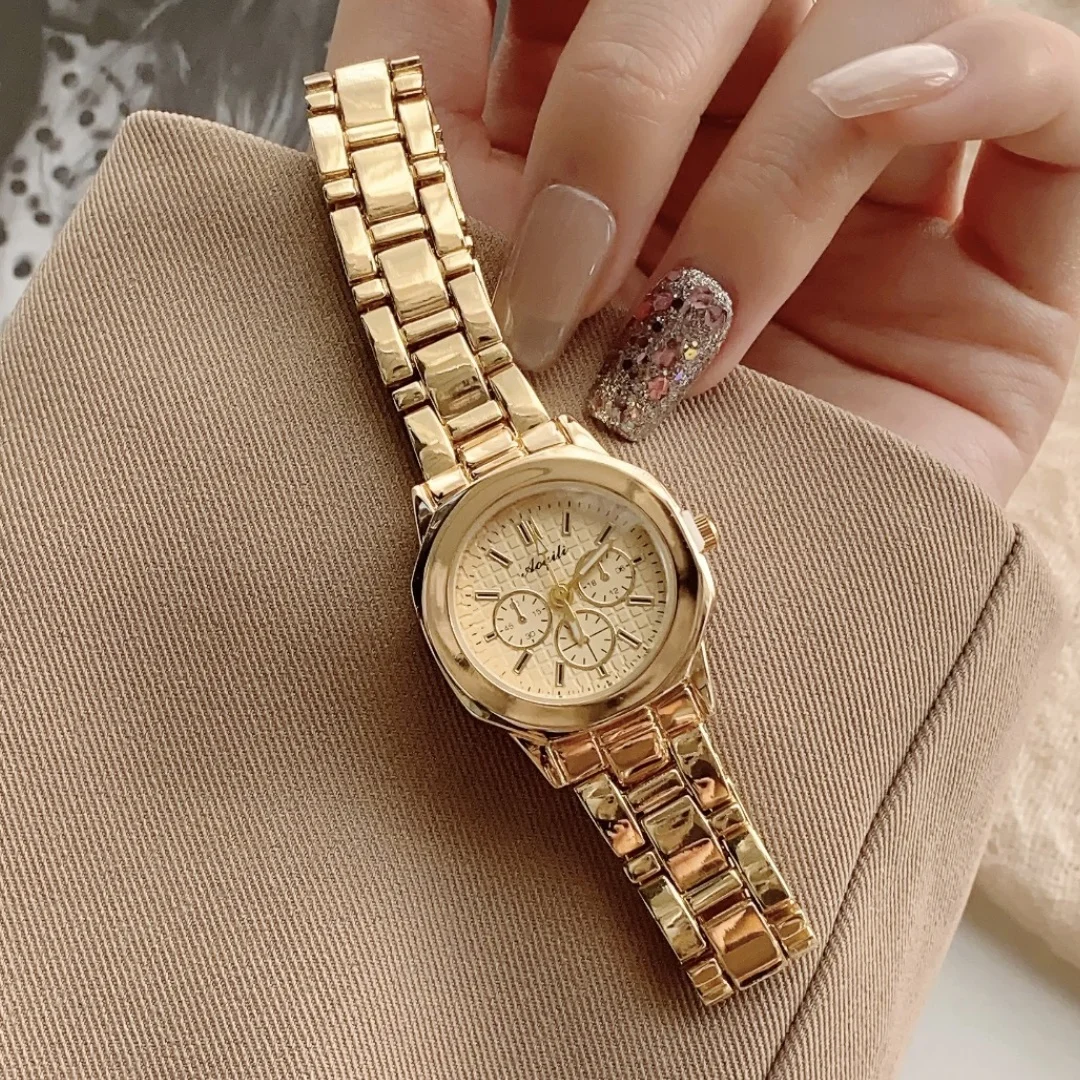 Роскошные изысканные женские кварцевые часы, деловые модные повседневные круглые кварцевые часы со стразами, подарок для друзей, семьи, Relogio