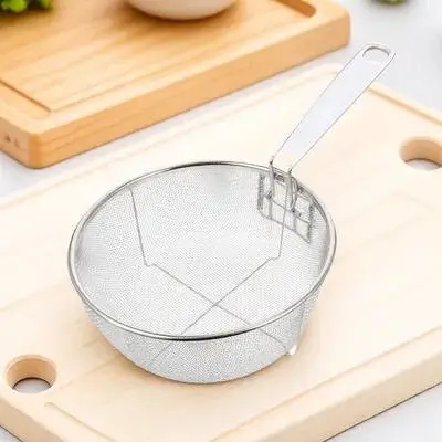

Stainless Steel Frying Basket Foldable Kitchen Gadget Dense Drainage Holes Reusable French Fries Basket Household Oil Strainer