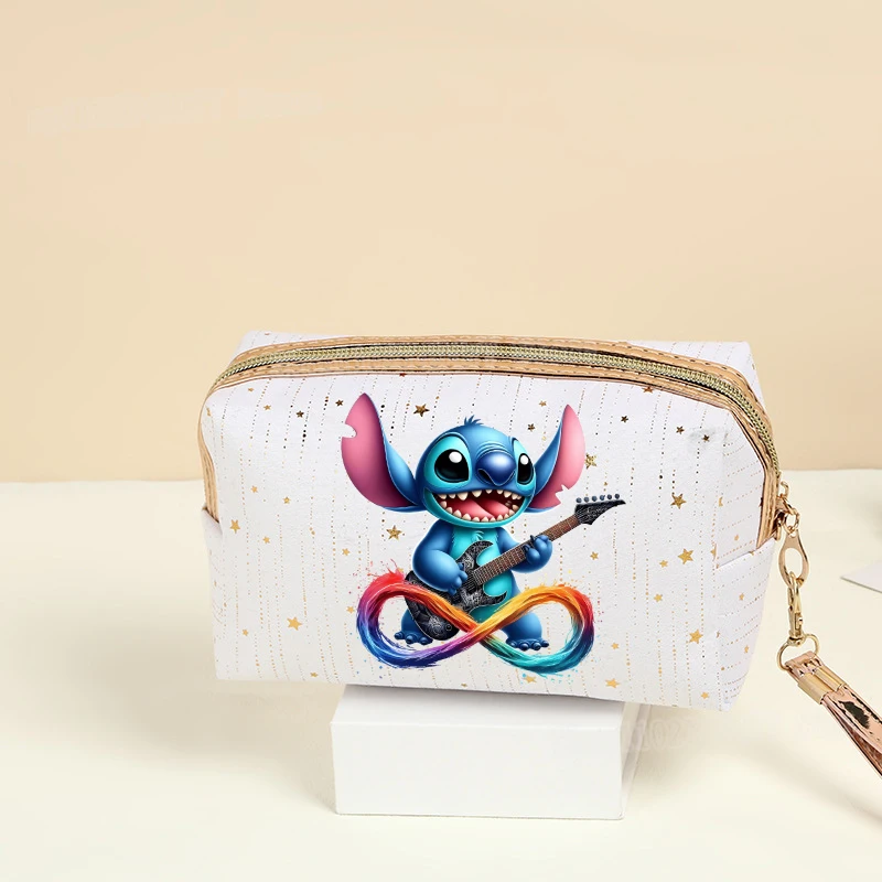 Cartoon Disney&Stitch Octagonal Makeup Bag Large Capacity Skincare Toiletry Products Bathroom Zipper High Quality Storage Box