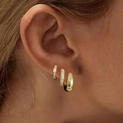 Dainty Gold Plated Tiny Hoop Earrings for Women CZ Zircon Stackable Cartilage Ear Cuff Piercing Hoops Huggies Jewelry Girls Gift