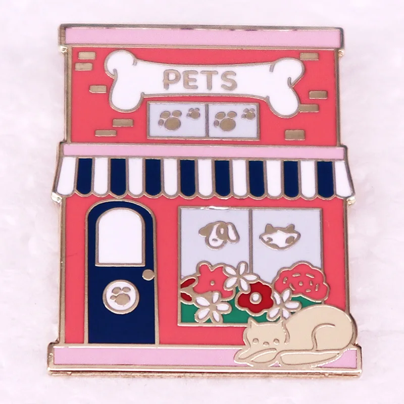 A3059 Kitten and Puppy Pet House Lapel Pins for Backpack Enamel Pin Brooches Clothing Badges Jewelry Accessories For Pet Lovers