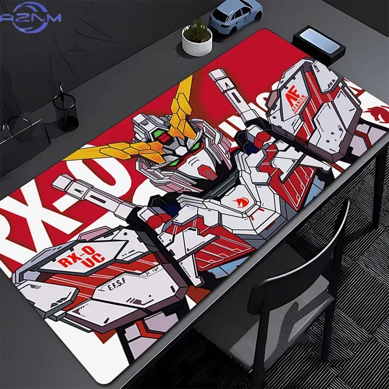 Vibrant Blue Anime Mecha Art Mouse Pad, Rubber Non Slip Underside, Smooth Surface Gaming Desk Pad for Computer Workstation