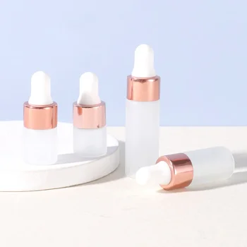 50/30/20pcs 2ml 3ml 5ml frosted glass dropper bottles essential oil aromatherapy bottles rose gold lid reagent pipette bottle