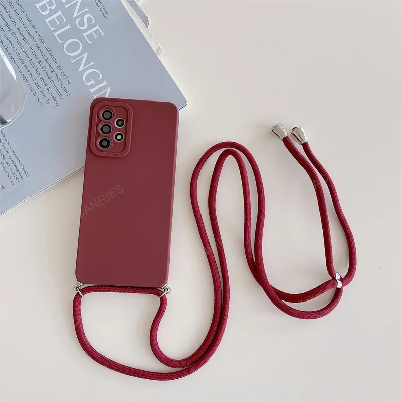 A 55 35 25 15 S 24 Crossbody Lanyard Case For Samsung Galaxy A55 A35 A25 A15 A05s S24 Plus Ultra 5g M34 Cord Silicone Back Cover