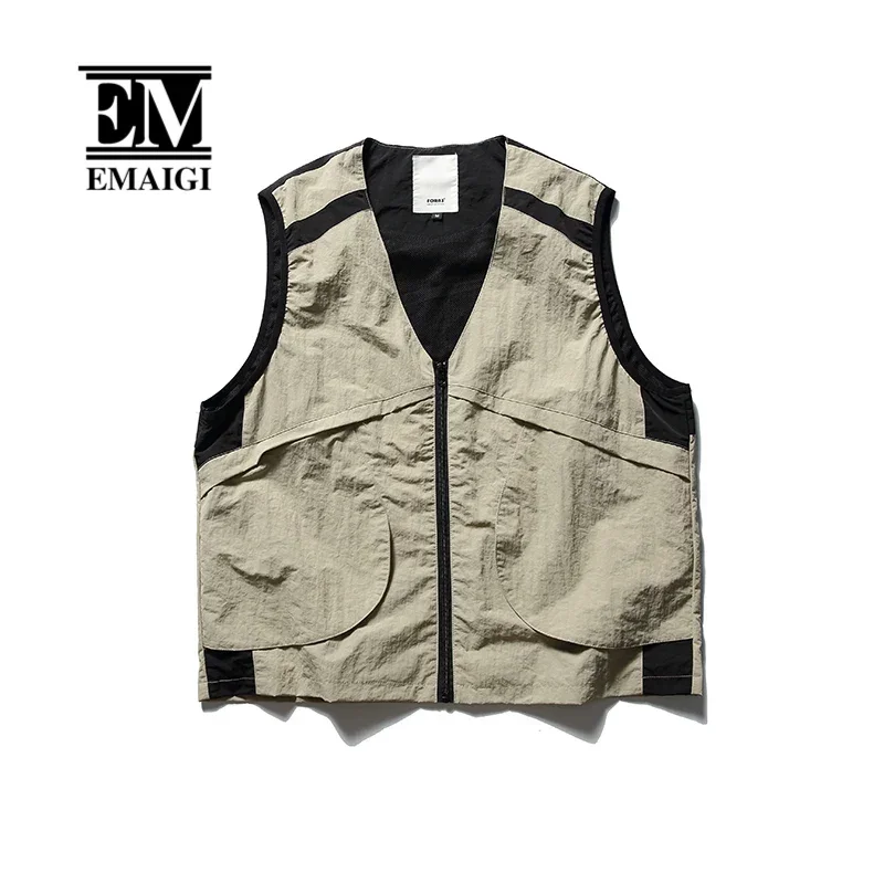 

Men Splice Fashion Loose Casual Outdoor Cargo Vest Jacket Man Streetwear Fashion Sleeveless Coat Cityboy Waistcoat Outerwear