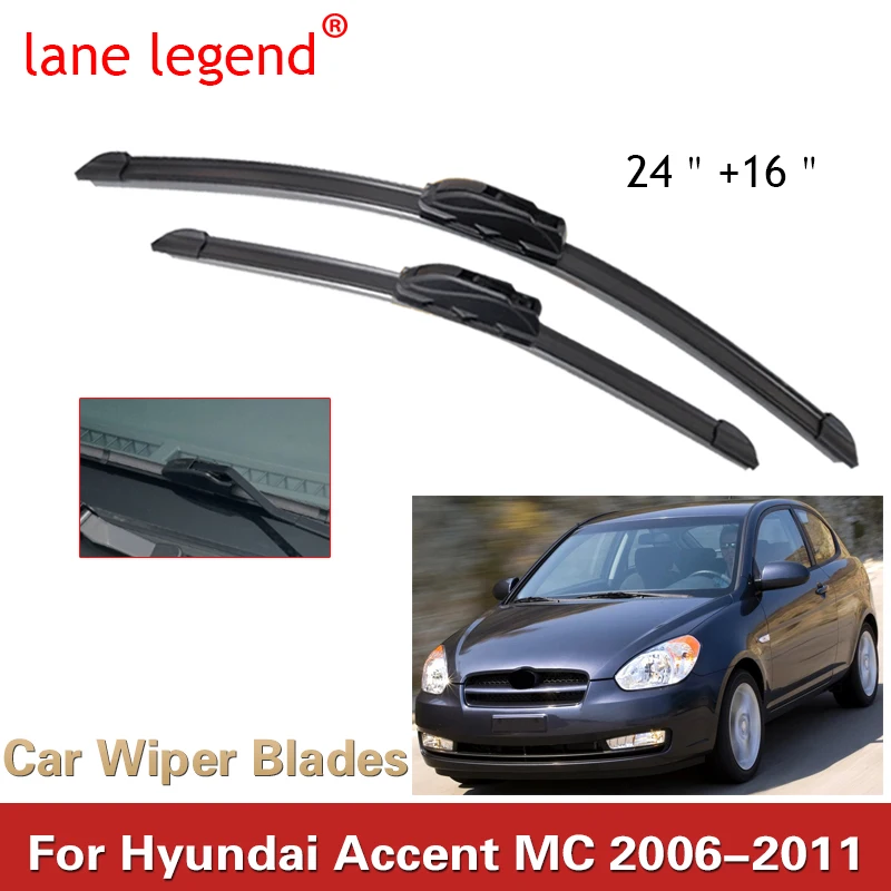 2x For Hyundai Accent MC 2006 2007~2011 Front Car Wiper Brushes Blades Window Windshield Windscreen Cleaning Washers Accessories