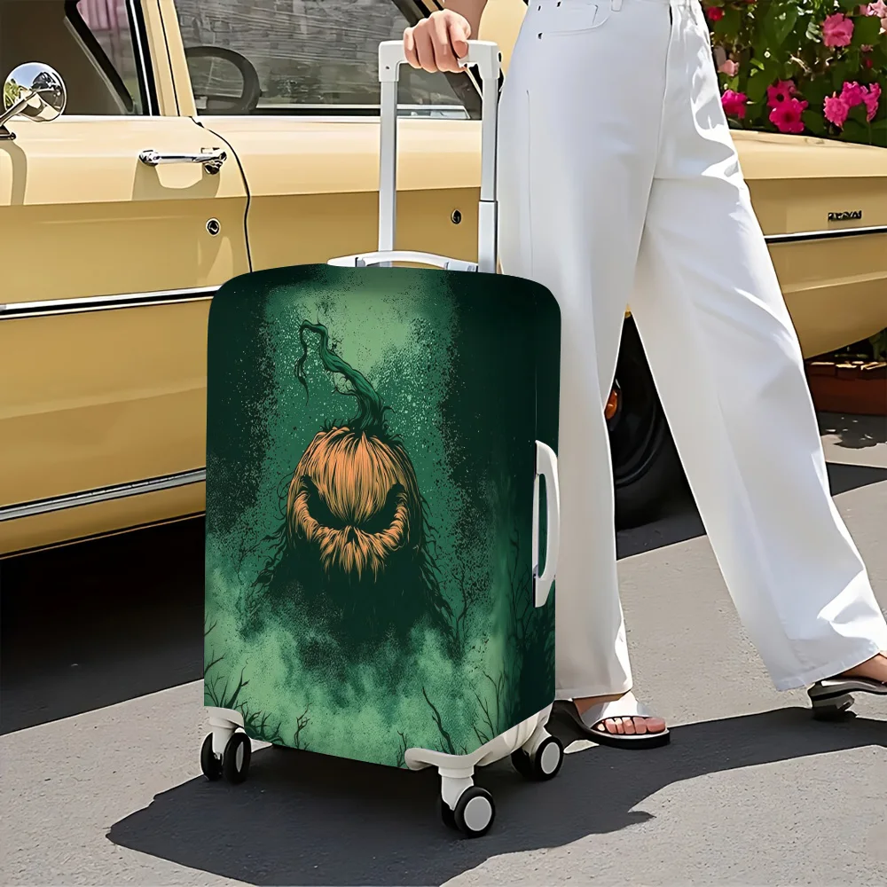 1pc Halloween Ghost Pumpkin Print Luggage Cover. Fits suitcases from 18 to 32 inches; effectively protects your luggage