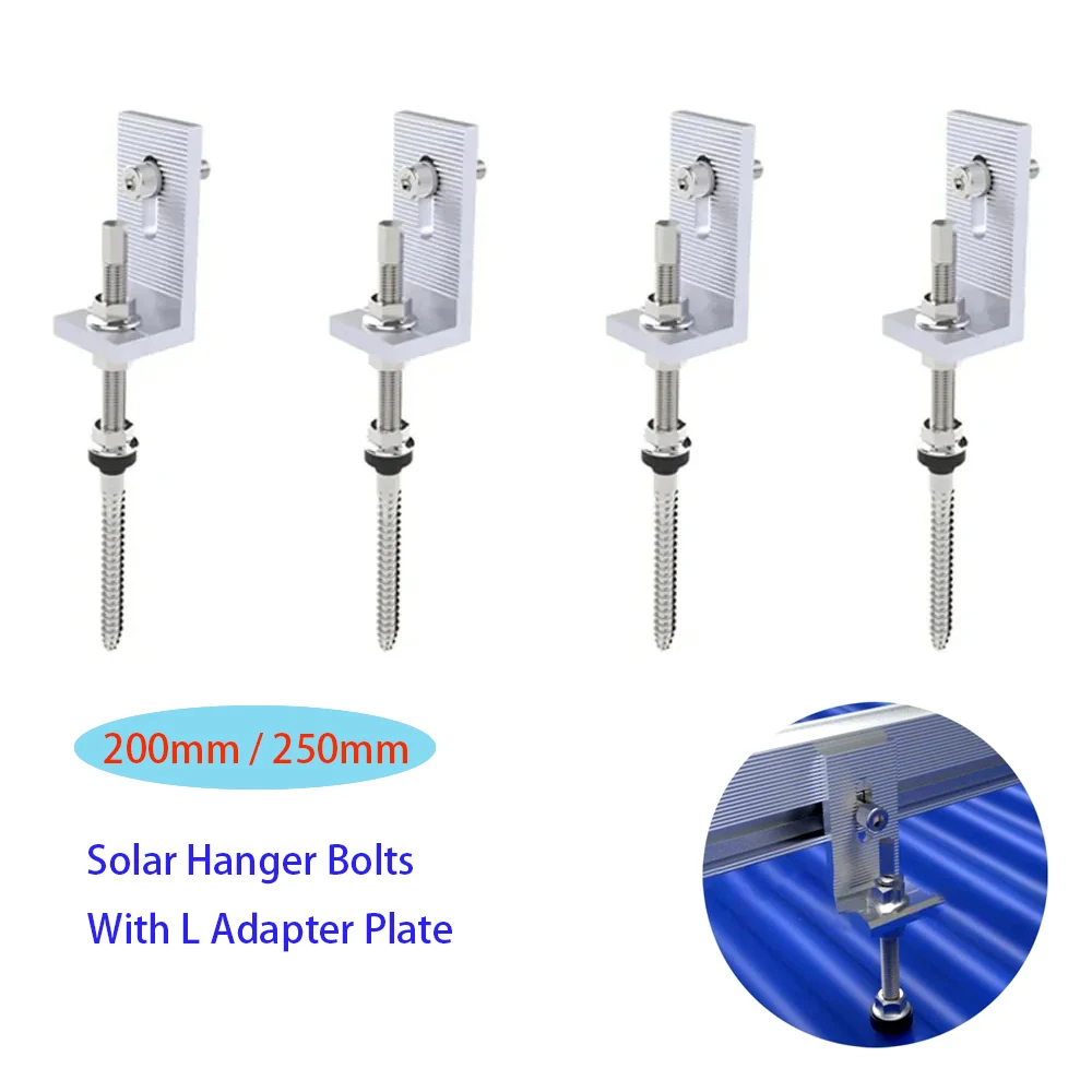 

Крепежные болты для солнечной панели с L-образным адаптером фотоэлектрической панели из нержавеющей стали 200 мм 250 мм крепежный винт для солнечной панели