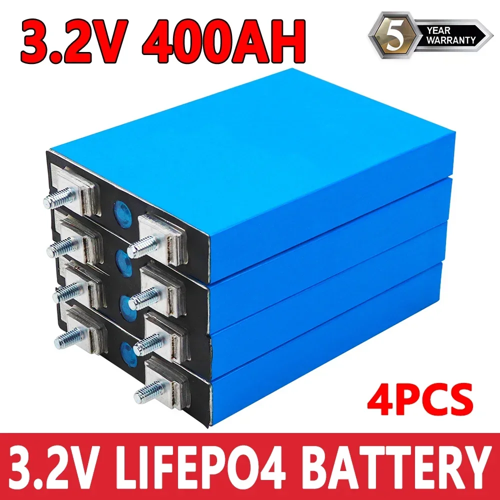 4PCS 3.2V 100Ah 200Ah 300Ah 400Ah 500Ah LiFePO4 Lithium Iron Phosphate Cell Can be Combined into 12V 24V Rechargeable Battery