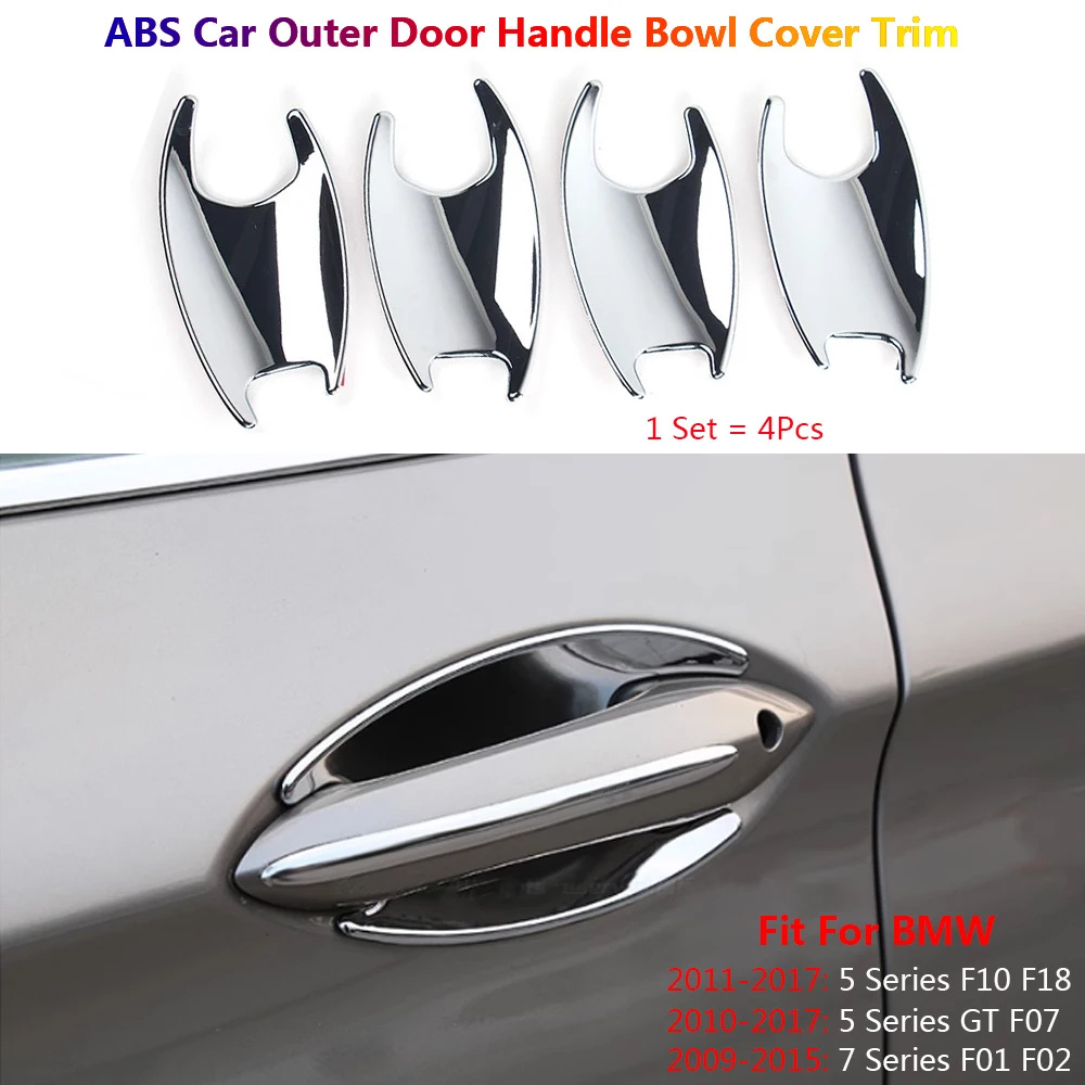 

4x Stainless Car External Outer Door Handle Bowl Cover Trim For BMW 5 7 Series 5GT F10 F07 F01 F02 F03 F04 Auto Para Accessories