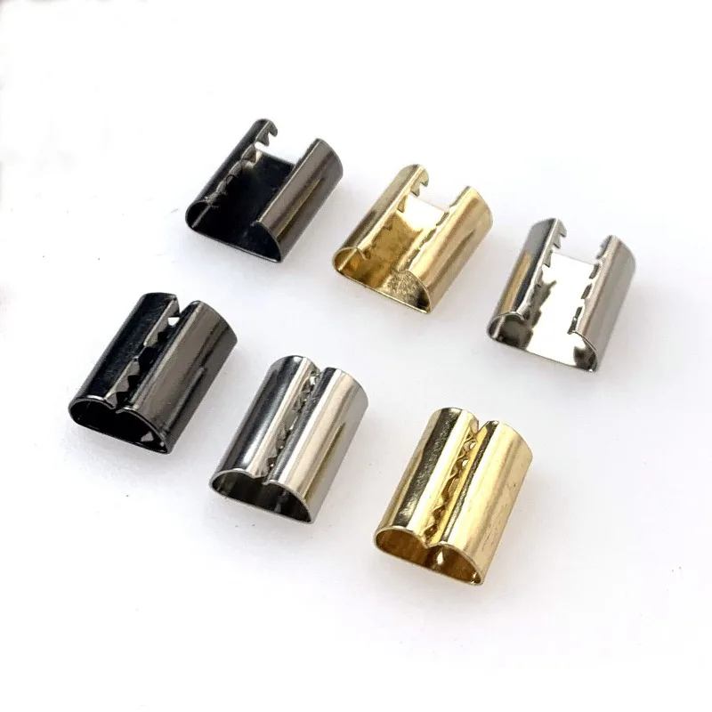 50pcs Metal Open Crimp Beads, for Making Cord Ends, Cord Clasps, Ribbon Clasps, Craft Fastener Snap Additions