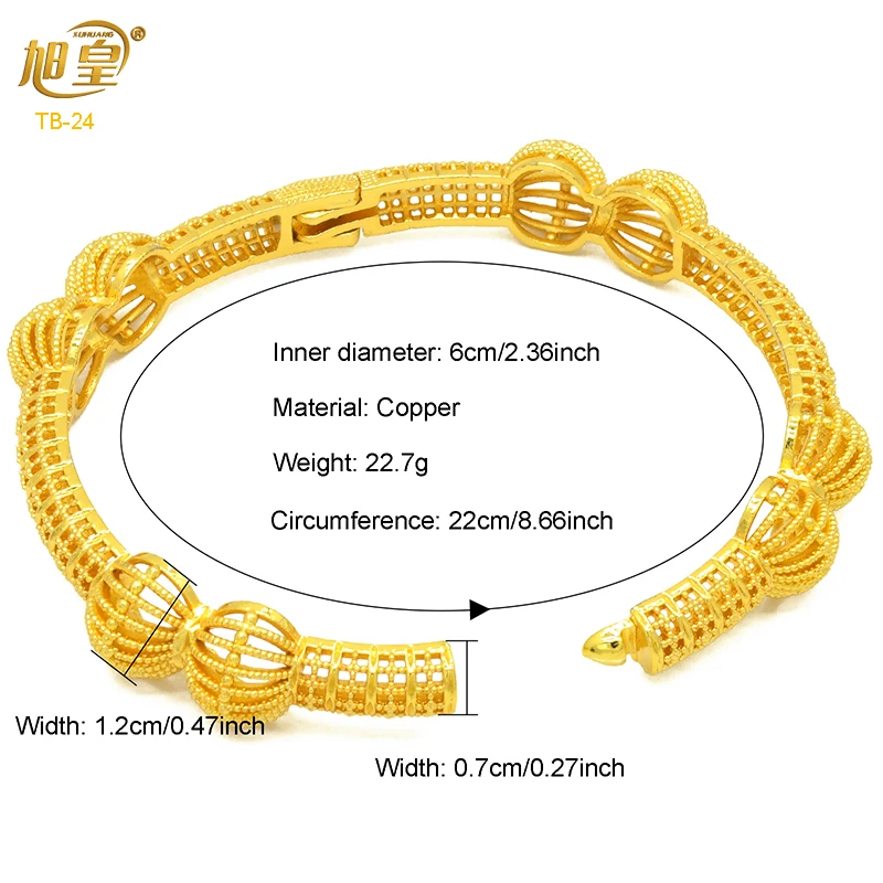 XUHUANG Ethiopian Bridal Gold Color Round Luxury Bangles Indian Wedding Jewellery Dubai Engagement Hand Jewelry Gifts 24k New