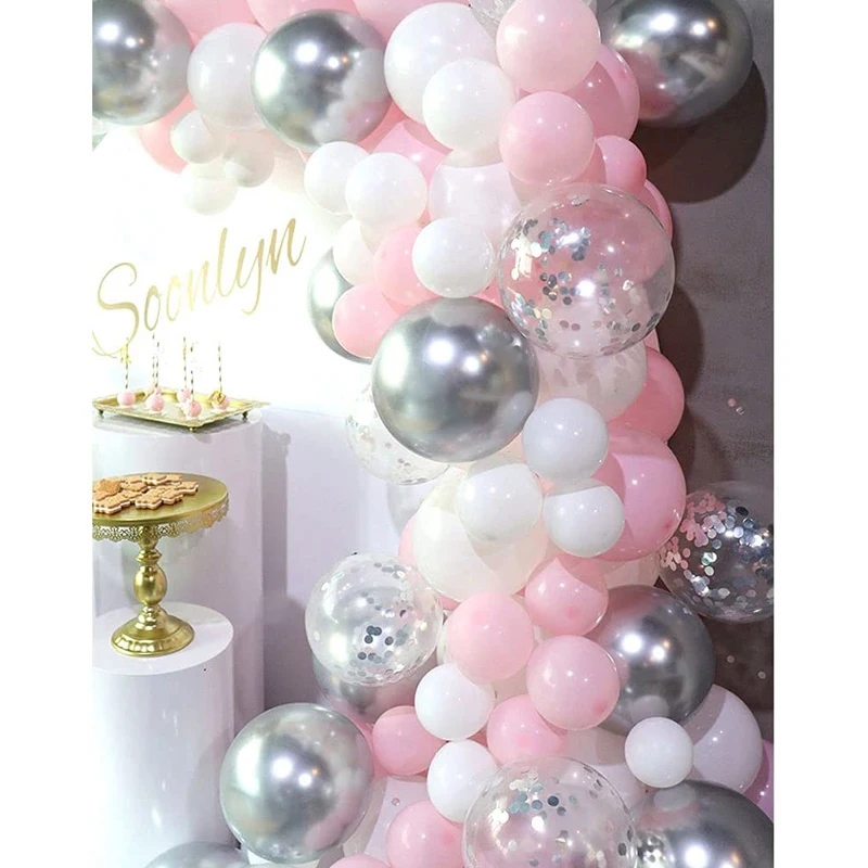 Dziewczęta chrzciny różowy balon Garland Arch zestaw rocznica Baby Shower urodziny chrzest dekoracja dla dziewczynki Arco De Globos