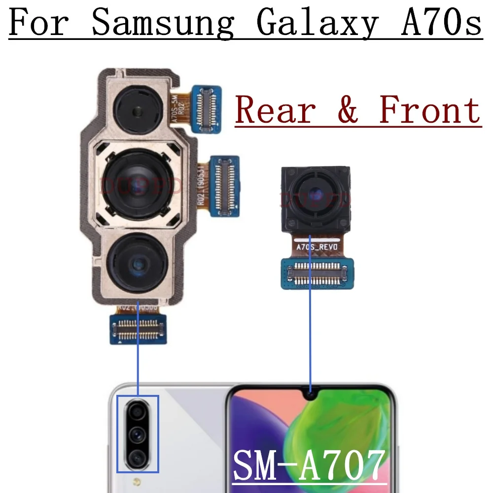 Rear Front Camera For Samsung Galaxy A70 A705 A705F A70s A707 A707F Backside Back Facing Wide Camera Module Parts