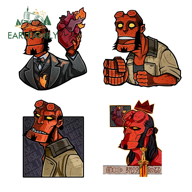 EARLFAMILY Cartoon Hellboy Car Sticker Anime Vinyl JDM Window Trunk Laptop Decal Hell Messenger Graphic Funny Car Styling