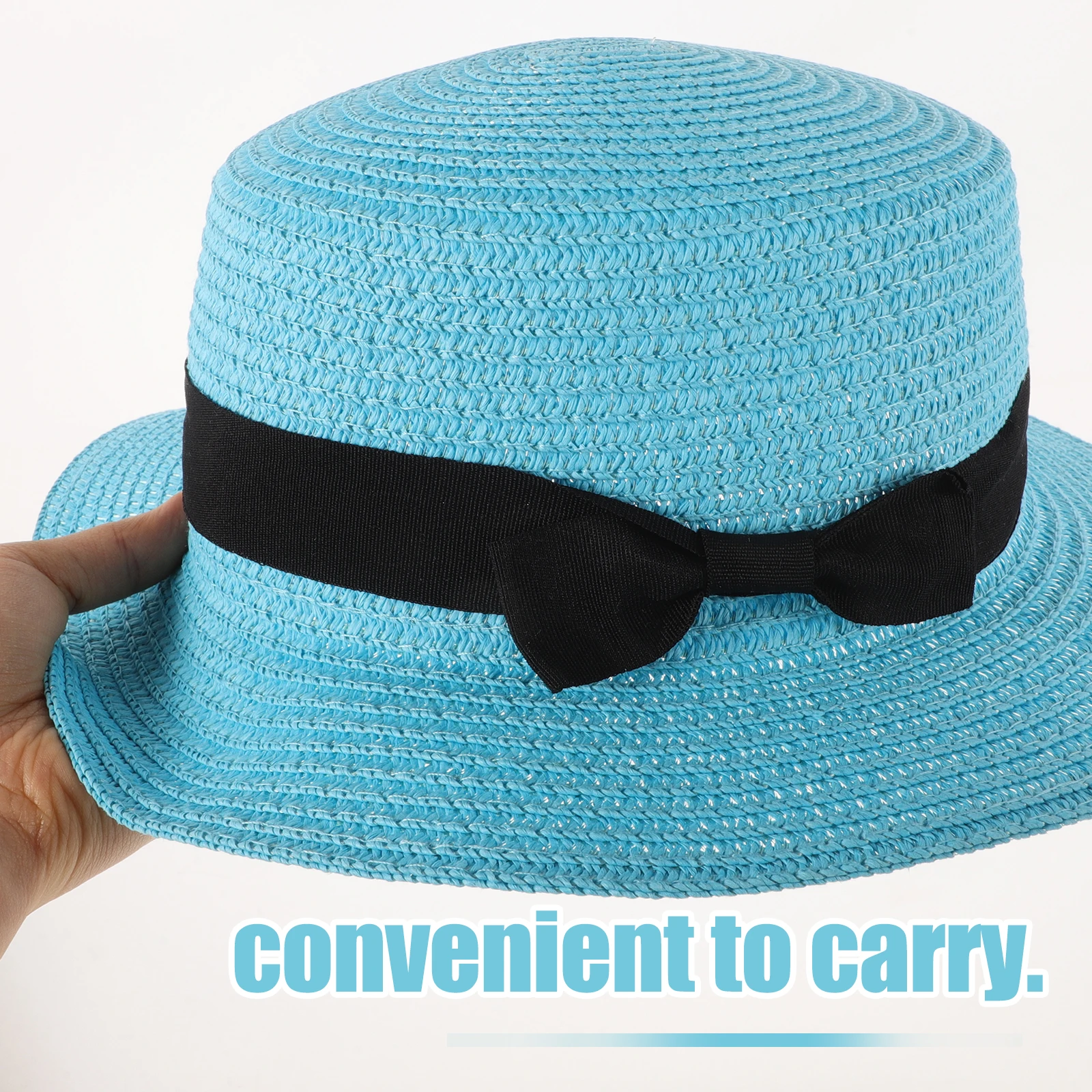 

Dome Sun Hat Sky-blue Bucket for Women Summer Hats Woman Korean Version Roll-up Beach