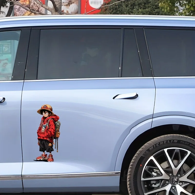 Uma peça luffy adesivos de carro anime dos desenhos animados adesivos de para-choque de carro auto scratch decalque farol decoração carros janela decalques de vinil