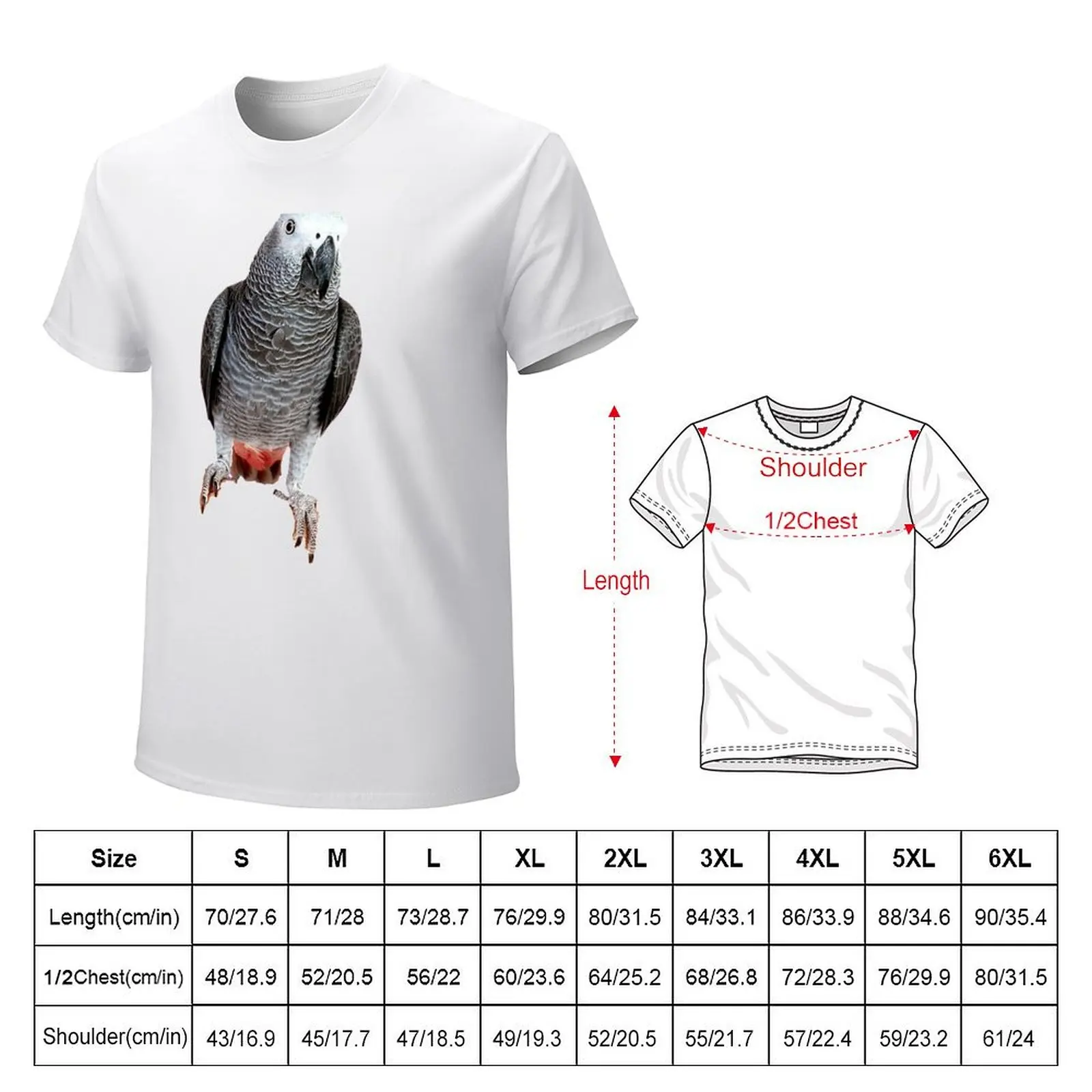 African Grey Parrot T-Shirt anime hippie clothes korean fashion mens tall t shirts