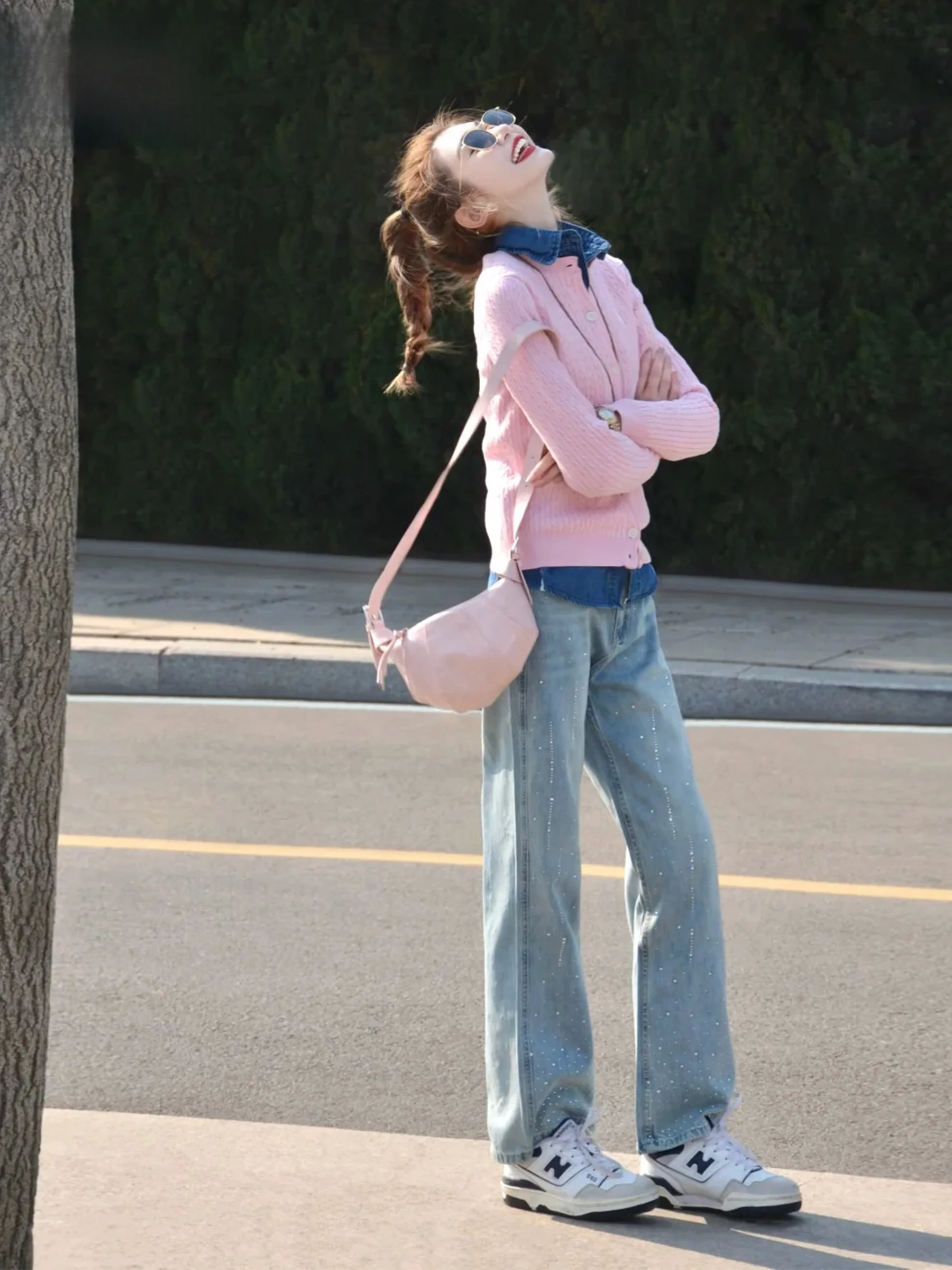 

Light Blue Slim High Waist Straight Leg Denim Jeans Women's Summer Hot Girl Loose Slim Wide Leg Pants American Style