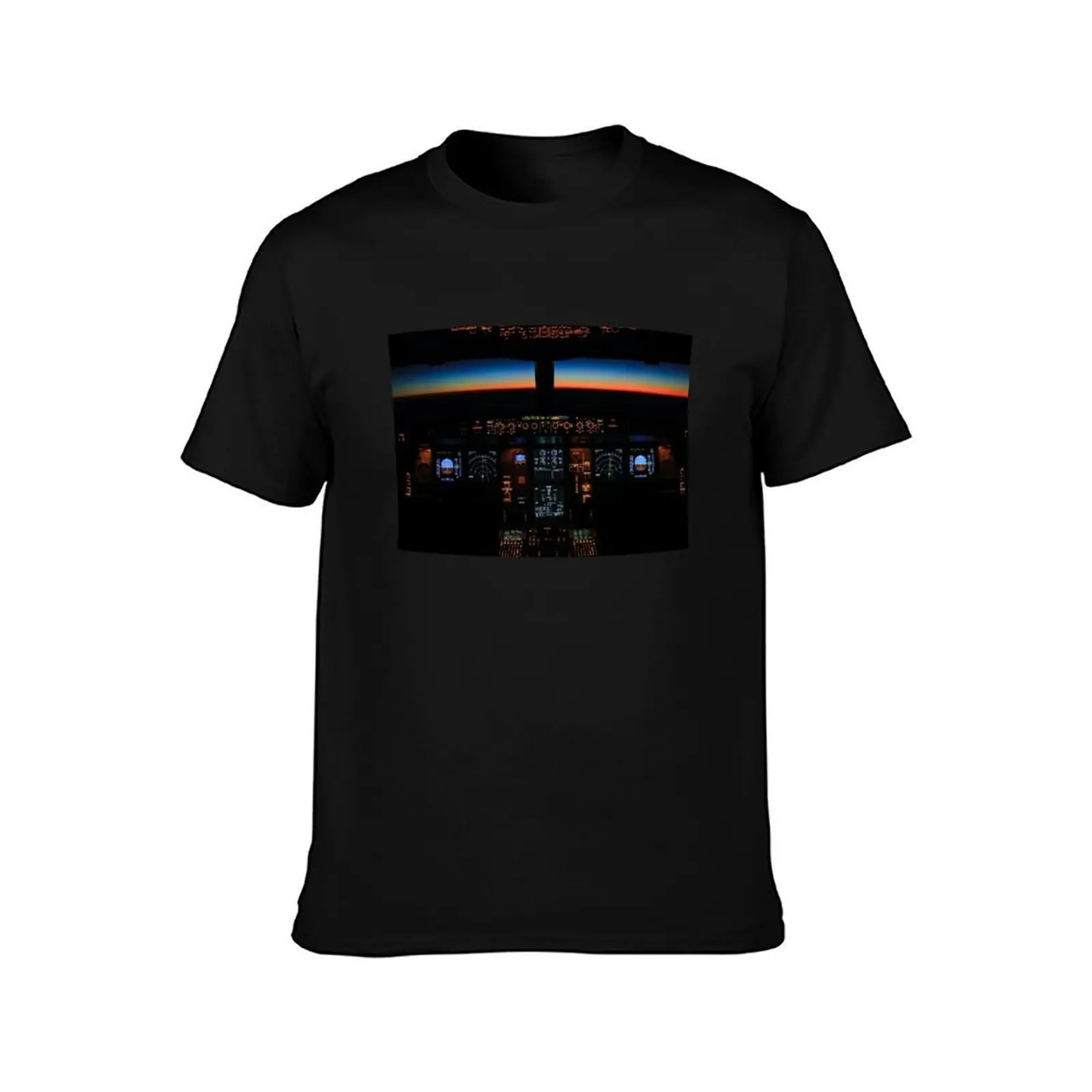 Airplane Cockpit Jet Pilot Aircraft Coomercial Aviation Airline T-Shirt, Summer Casual Cotton Tee, Oversized Streetwear Tops