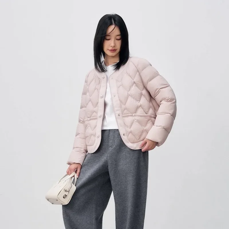 Doudoune légère à col rond pour femme, nouvelle collection automne et hiver, édition coréenne