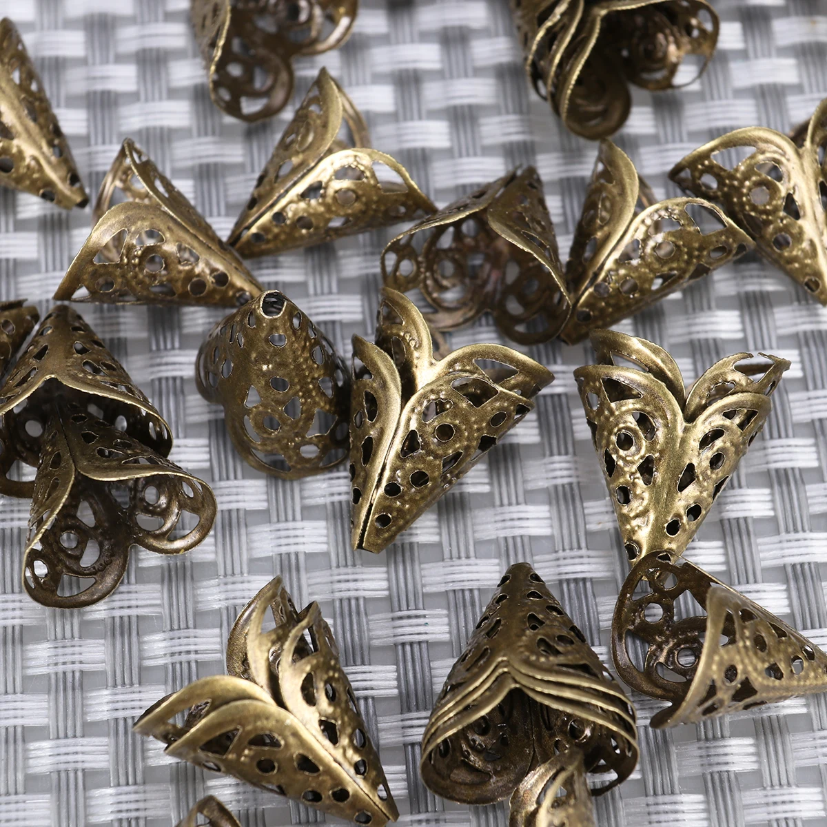 

50 Pcs Metal Flower Cap Hollowed Design Jewelry Making DIY Accessories Cone Beads Filigree Receptacle Umbrella Shaped
