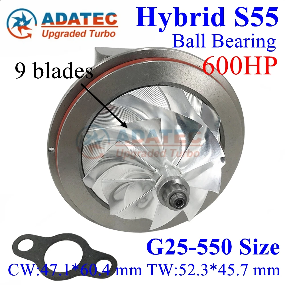 

Гибридная турбина с шарикоподшипником S55 CHRA 600HP G25-550, размер 49335-02000 49335-02001, турбокартридж для BMW 3er F30, F35, F80 M3 29
