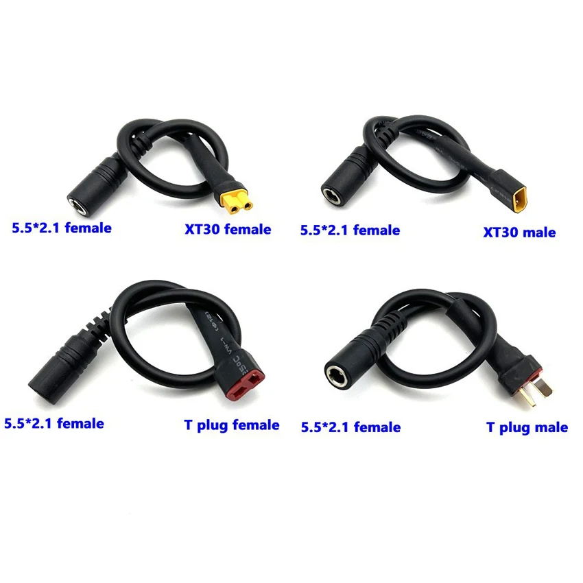 

XT60 XT30 T Plug Female Male To DC 5.5*2.1mm Connector Battery Charging Adapter Cable Conversion Wire for DC Power Charger
