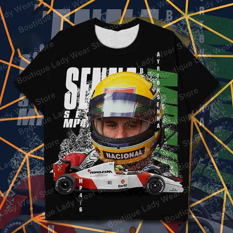 

Summer Formula 1 Mp46 Senna Basi Car God Memorial Quick-Drying Causal Style T-Shirt Men's And Women's Short-Sleeved T-Shirts
