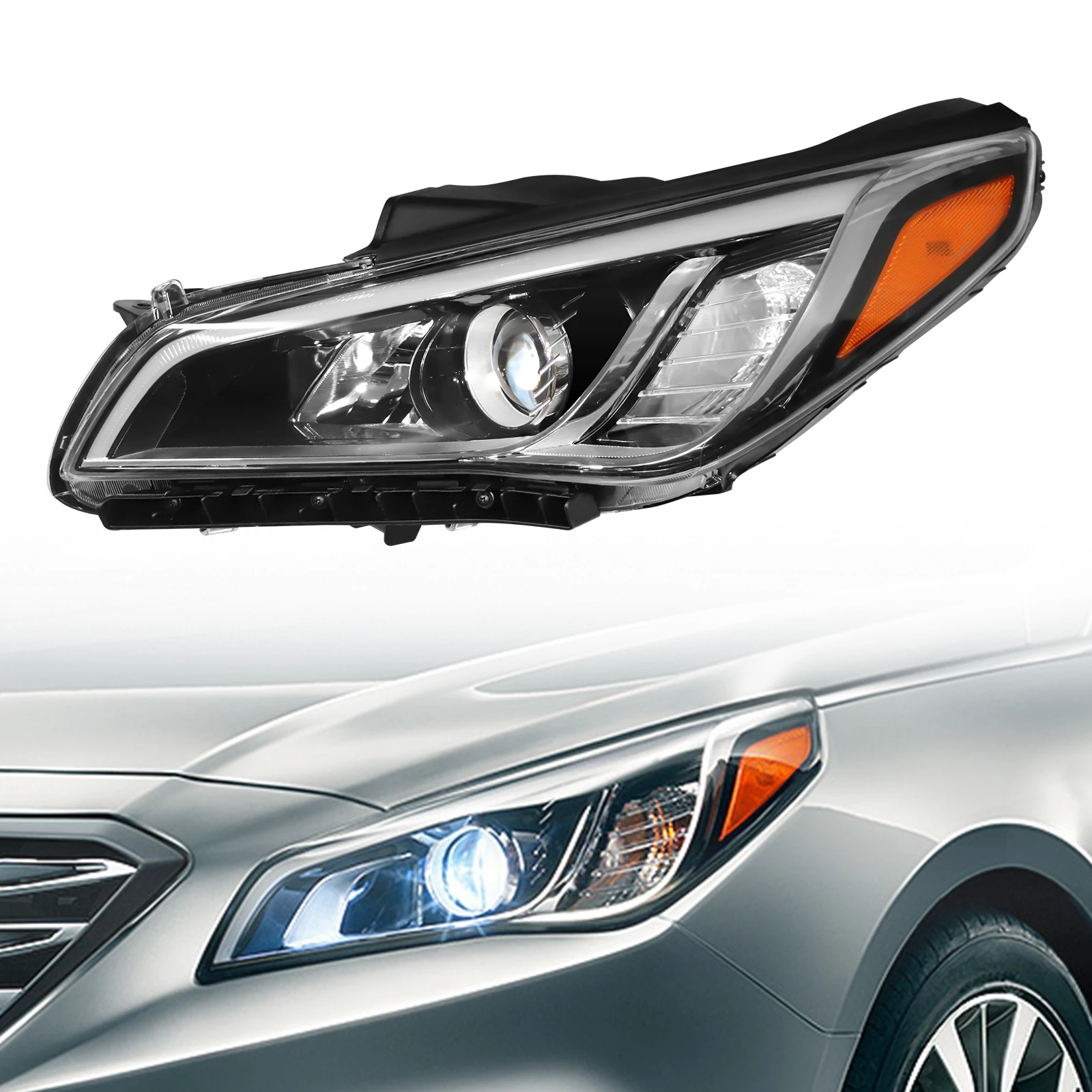 

Driver Side Headlight Set Durable Left Side Front Headlamp Assembly Fits For Hyundai Sonata 2015 2016 2017 LH NEW