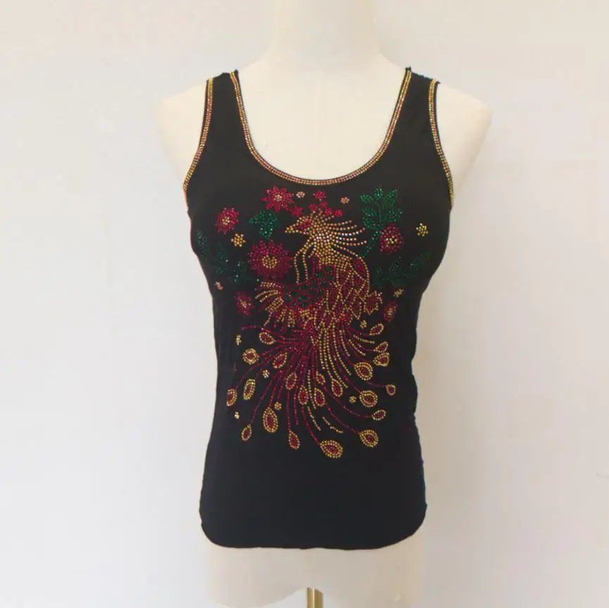 Sexy Rhinestones Camisole Women Sexy Padded Camis Yoga Padded Tops Gemstones Tanks