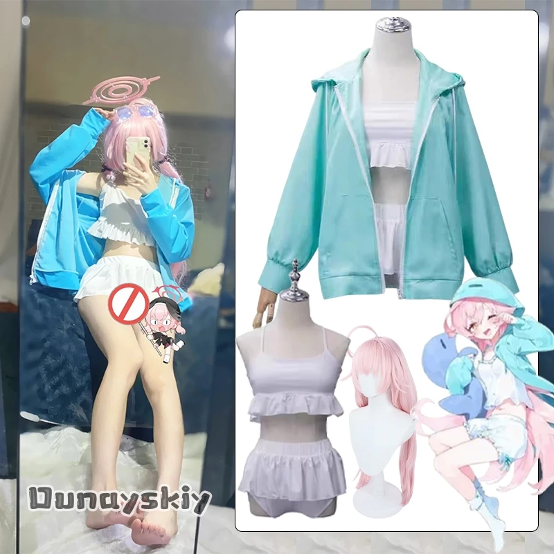 

Game Blue Archive Takanashi Hoshino Swimsuit Cosplay Costume Women's Cover Up Three Piece Sexy Swimwear Beach Anime Party Suit