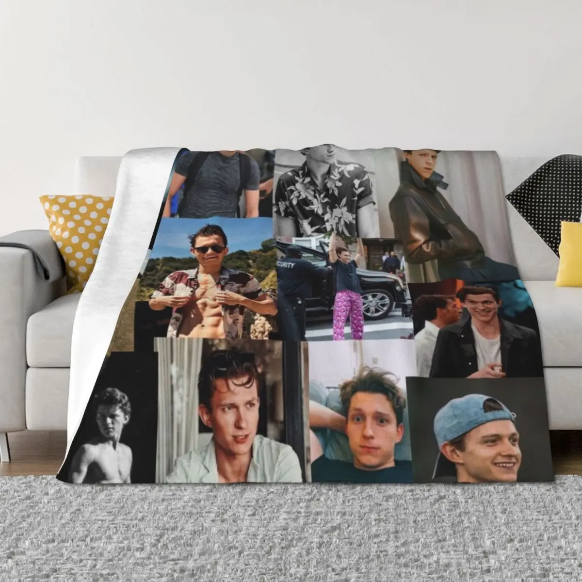 

Tom Holland collage Throw Blanket Hairys Giant Sofa Camping Blankets