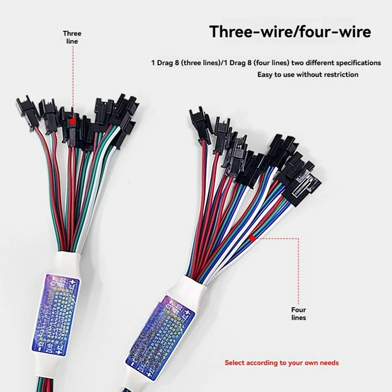 LED مكبر صوت أحادي مكرر تحكم TTL مكبر للصوت 1 إلى 8 دعم عنونة LED قطاع أضواء ل WS2812B WS2811 3Pin