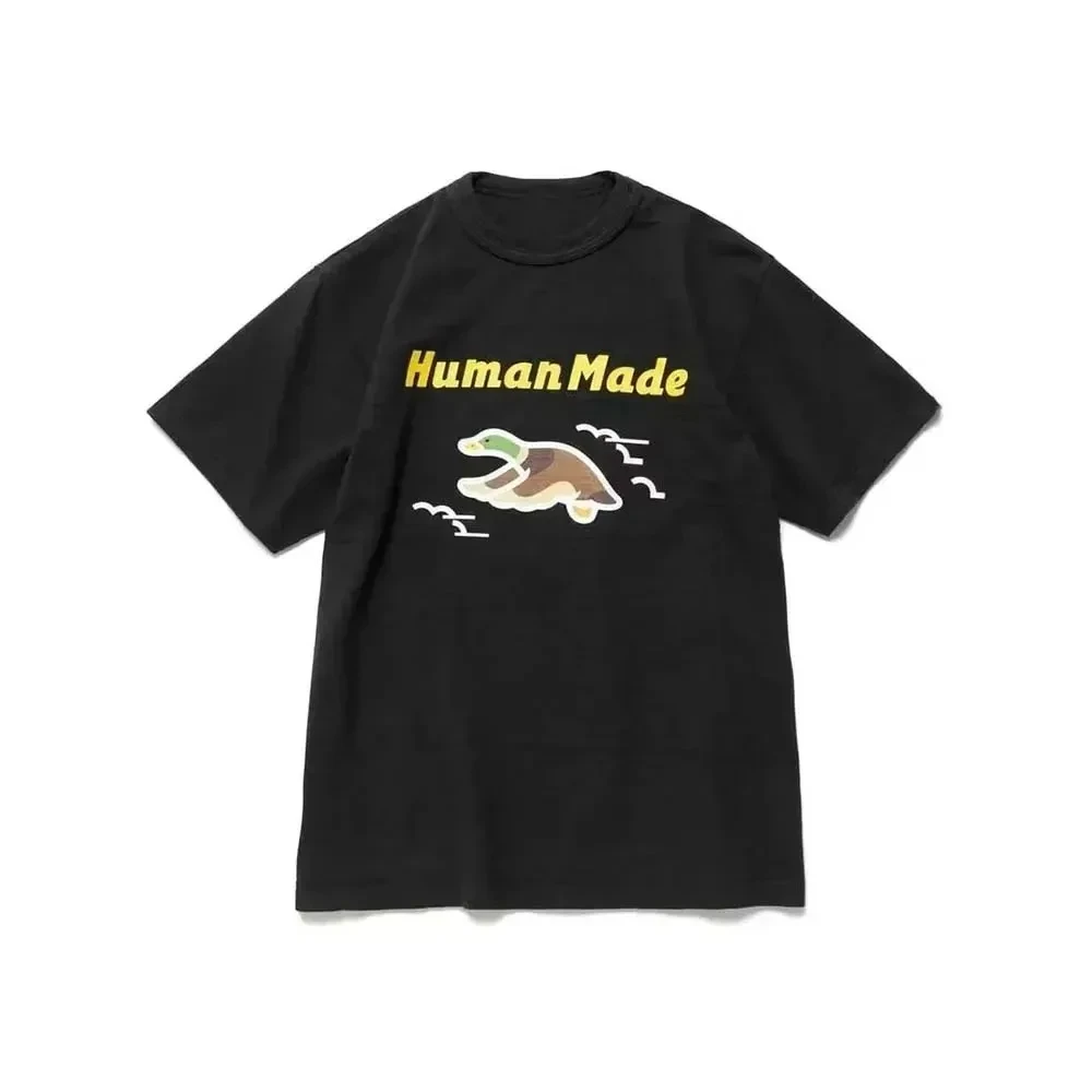 T-shirts Loose Cartoon Design Short Sleeve Tops Tee Fashion Men and Women Trend T-Shirt Street Brand Human Made 100% Cotton