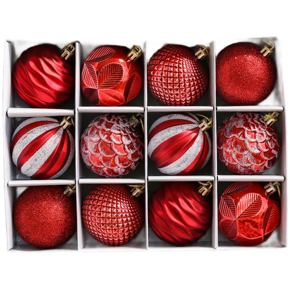 

6CM Christmas Ball Ornaments Set 12 Pack PVC Electroplated Hanging Balls Christmas Ball Decoration Xmas Tree Pendent Ornaments