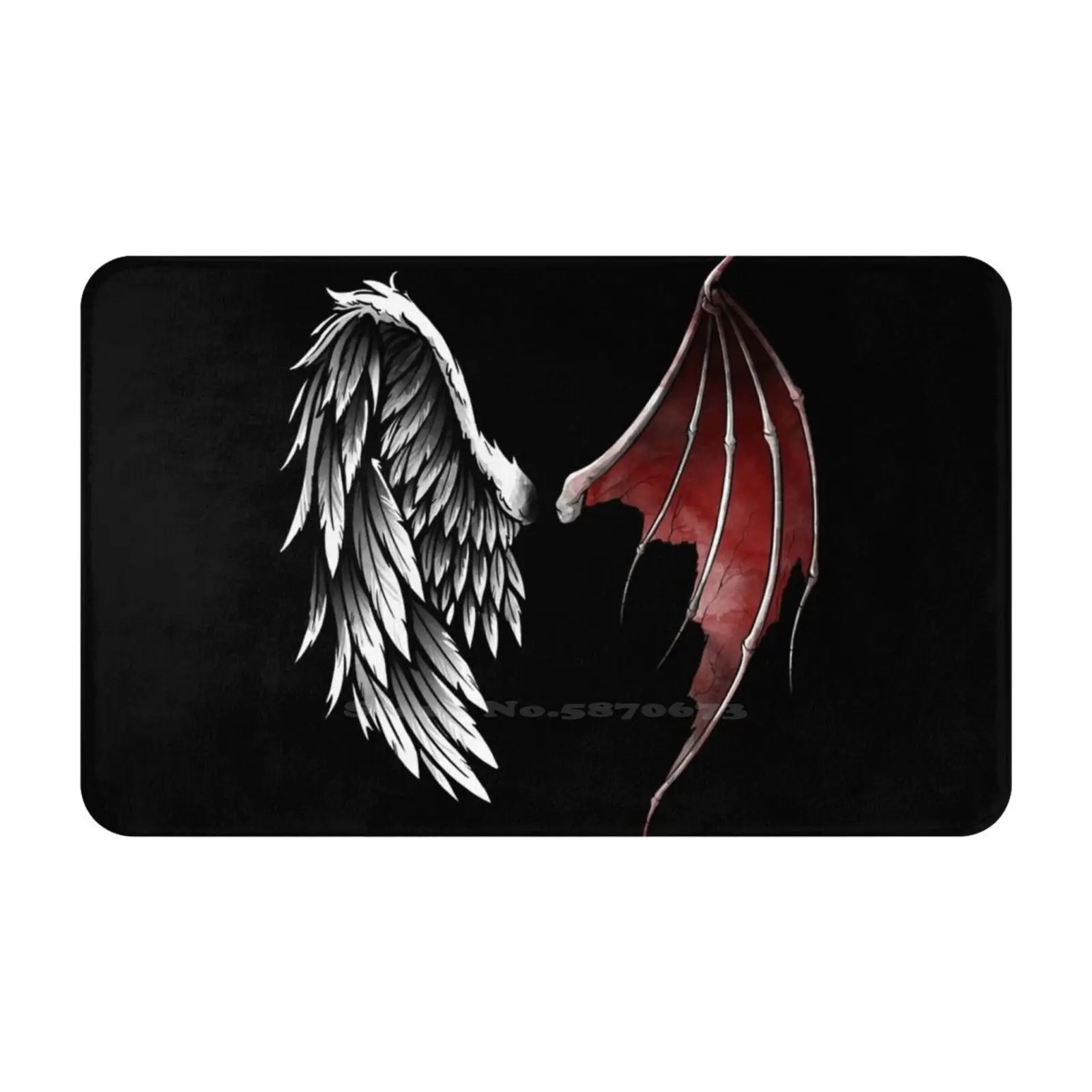 Lucifer Soft Cushion Car Home Carpet Door Mat Good Bad Wings Devil Demons Flying Birds Angels Back Bat Halloween Tattoo Ink