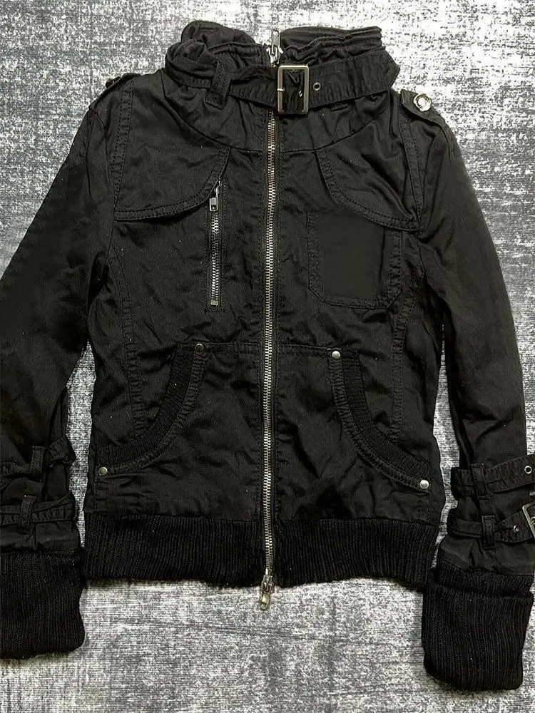 

Dark Academia American Grunge Subcultural High Street Denim Jacket Women Chaquetas Para Mujer Y2k Ropa Black Coat Tops
