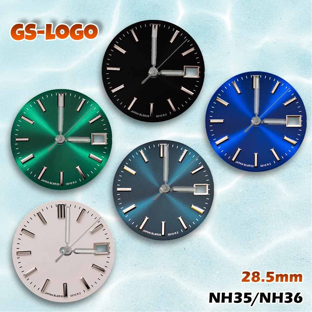قرص أشعة الشمس عالي اللمعان 28.5 ملم لـ NH35/NH36/4R/7S | شعار GS | إكسسوارات تعديل ساعة رجالية عالية الجودة #1