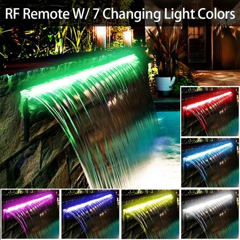 Swimming Pool Wall Fountain Decoration Falling Light Emitting Diode Light Waterproof Stainless Steel Waterfall Light Strip