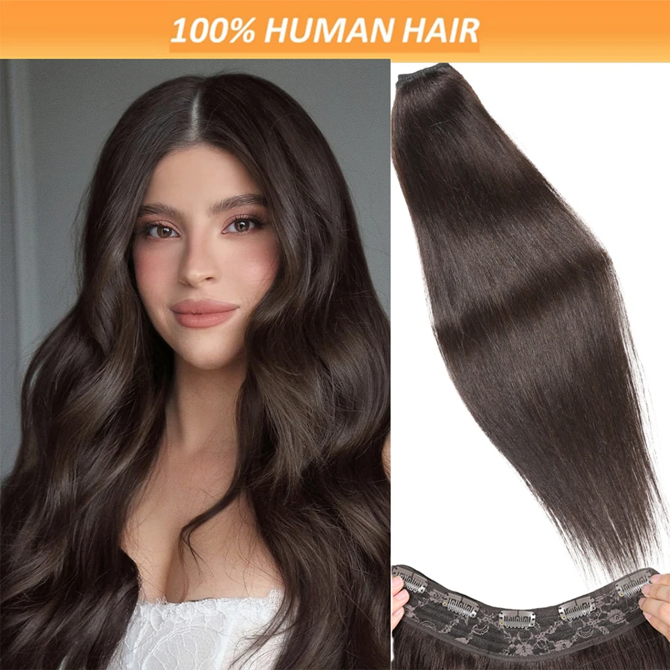 

#2 Color Straight Clip in One Piece Human Hair Extensio with 5Clips 5Pcs/Set Brazilian Human Remy Hair Human Hair Extensions